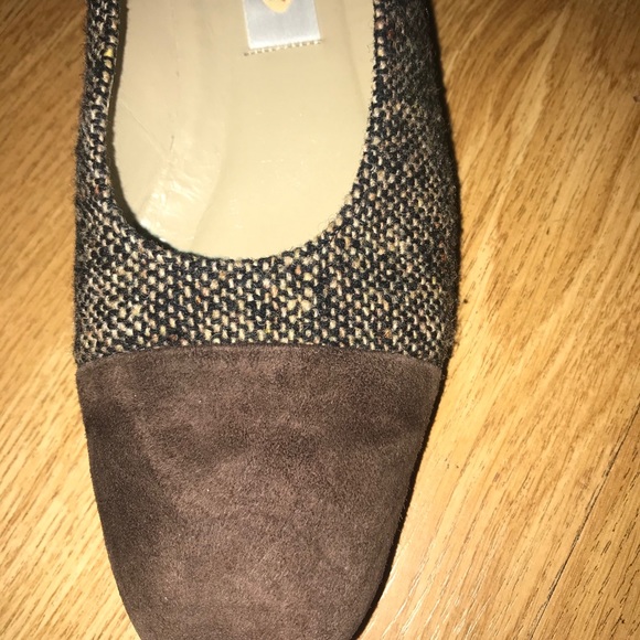 TALBOTS 5 Tweed Flats Brown Suede Toe Caps - Picture 2 of 8